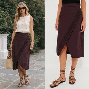 Oxblood Eyelet Midi Skirt Preppy Work Church Tuckernuck Townes Size 4